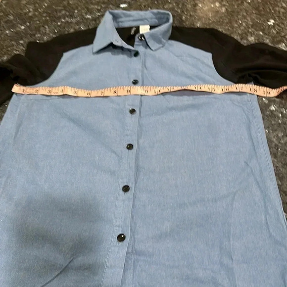 H&M Half demin half chiffon Blouse - Picture 6 of 10